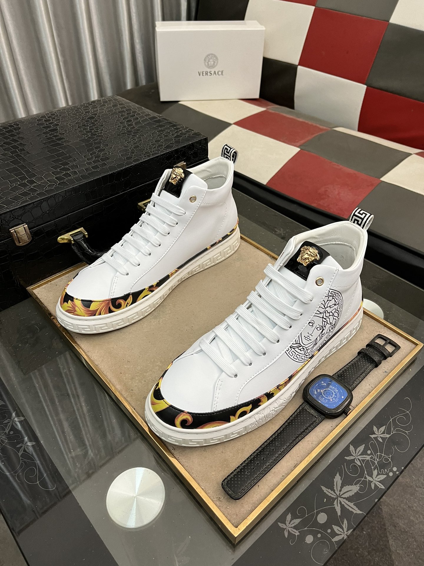 Versace Medusa High-Top Sneakers White
