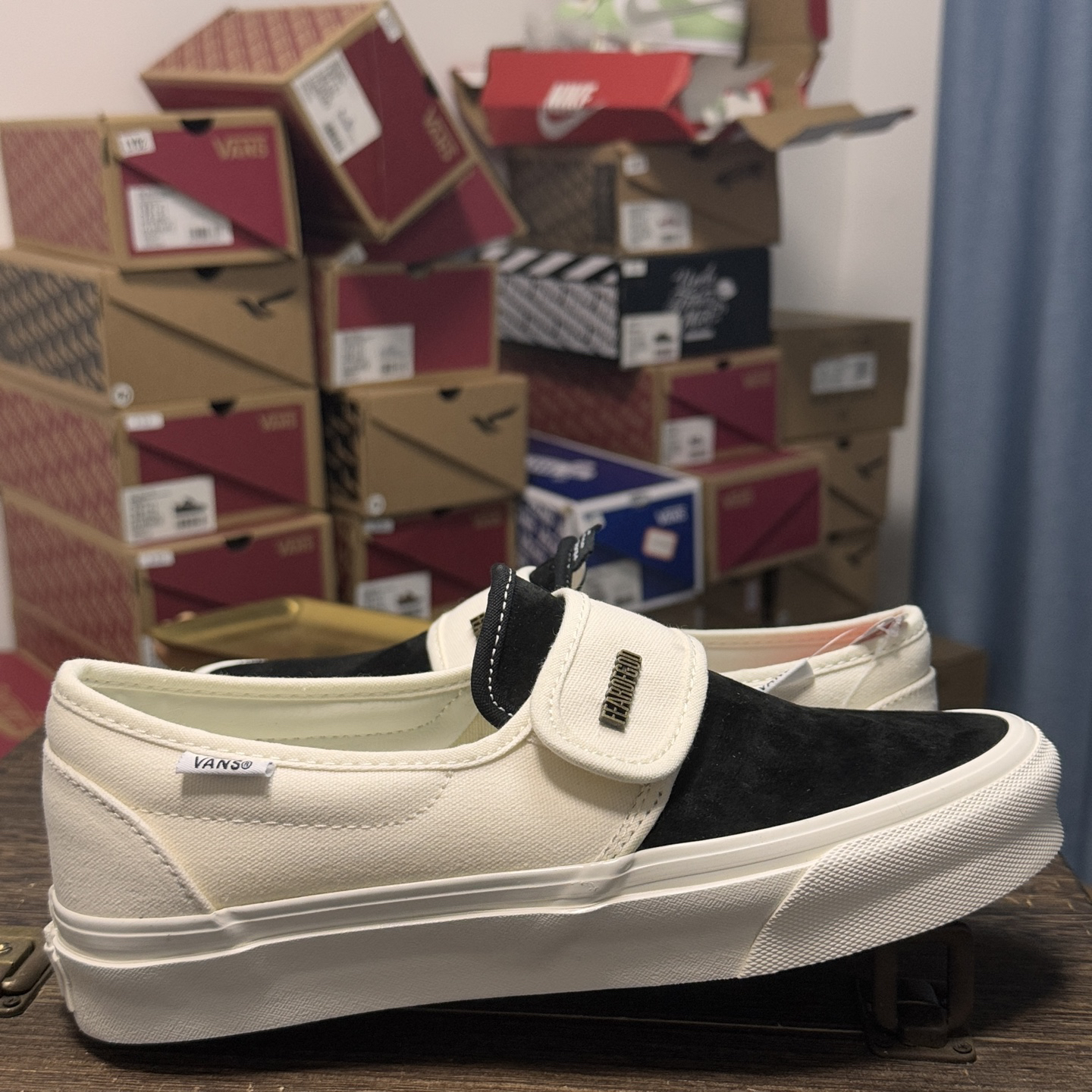 Vans Slip-On x Fear of God Suede Strap Sneakers Black/White