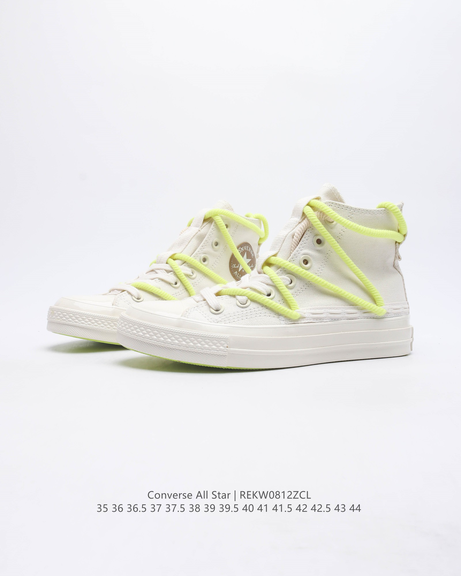 Converse All Star Deconstructed High-Top Canvas Sneakers White/Neon Yellow