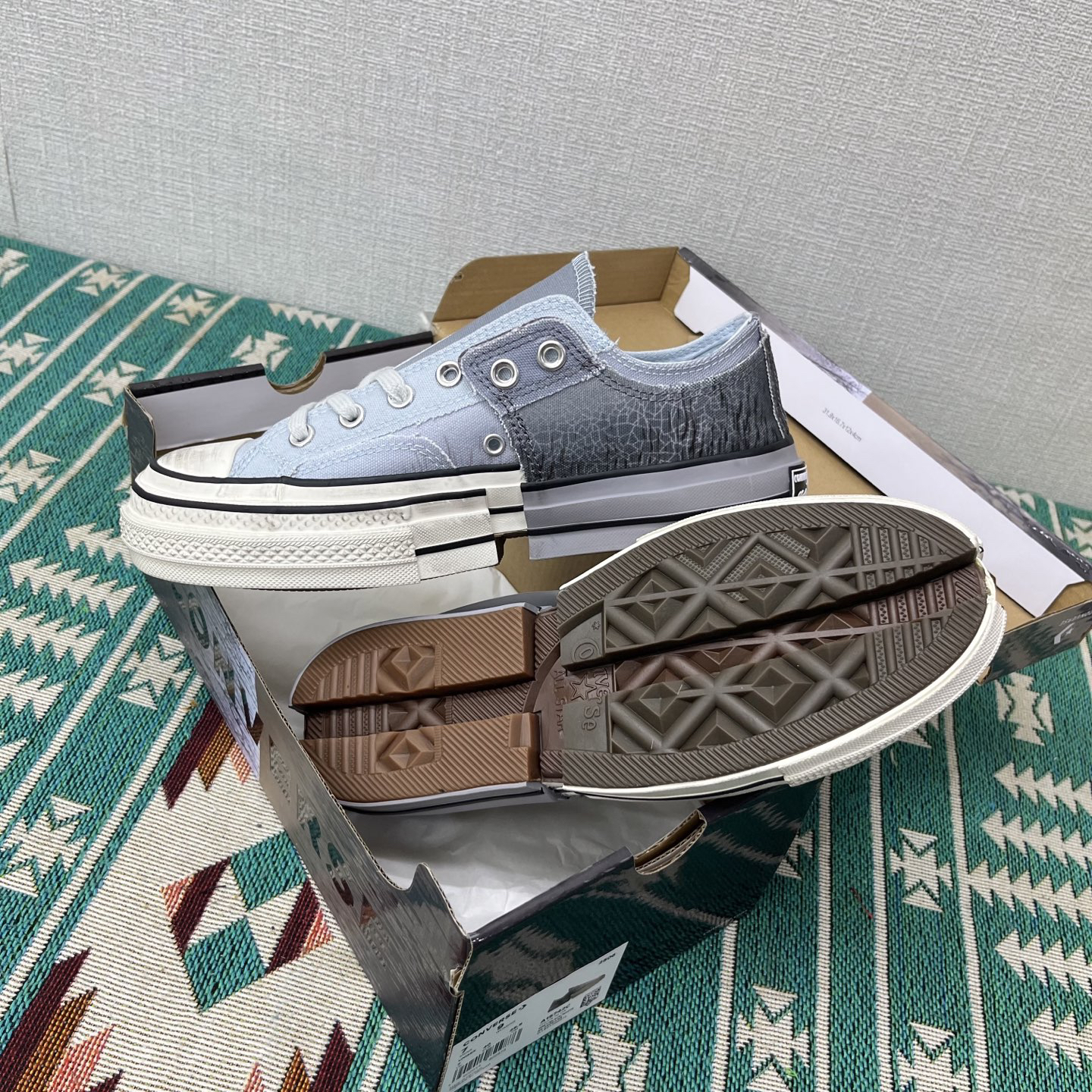 Converse x Feng Chen Wang Deconstructed Canvas Sneakers Gradient Gray Blue