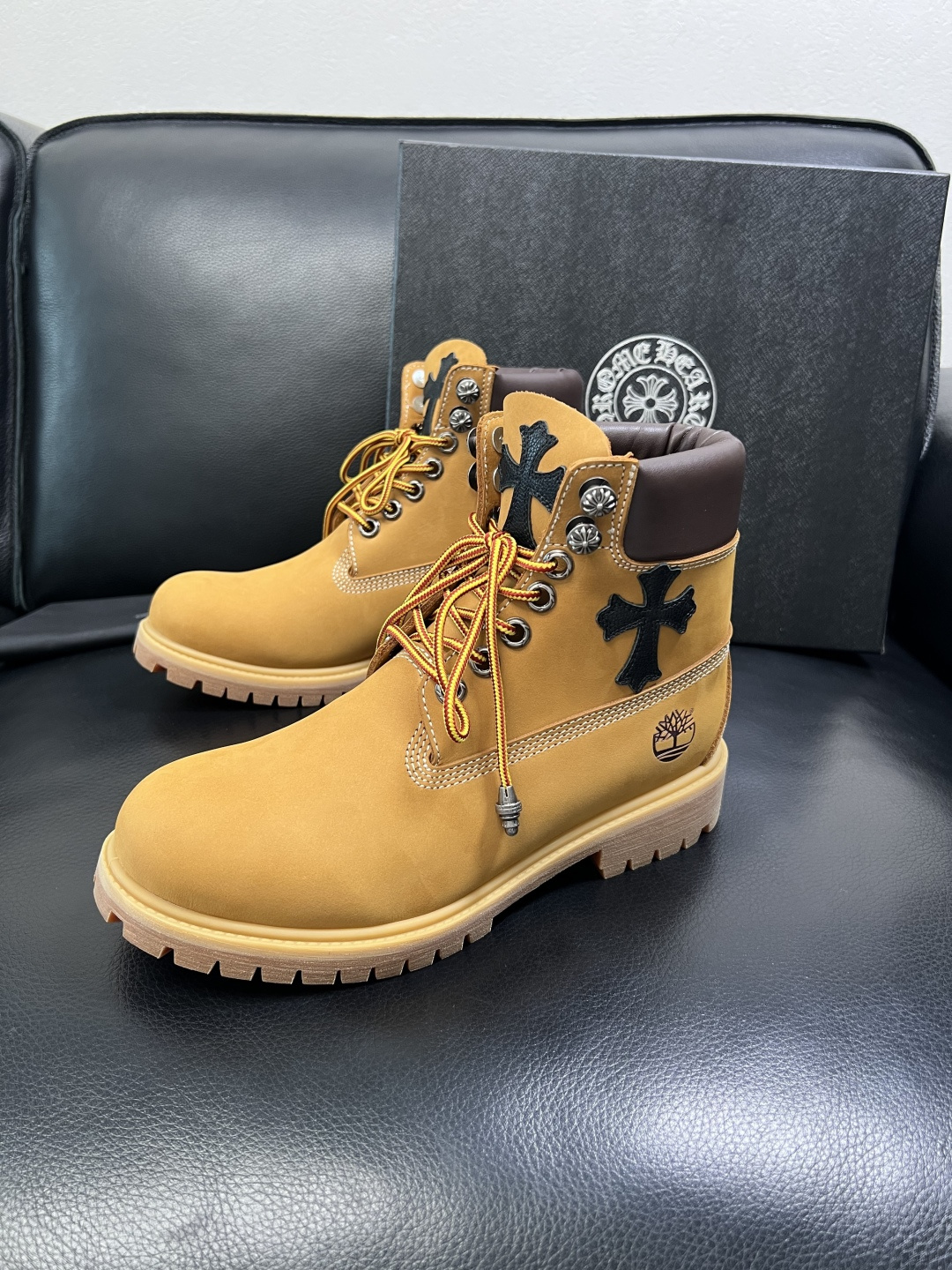 Chrome Heart x Timberland Leather Boots Wheat