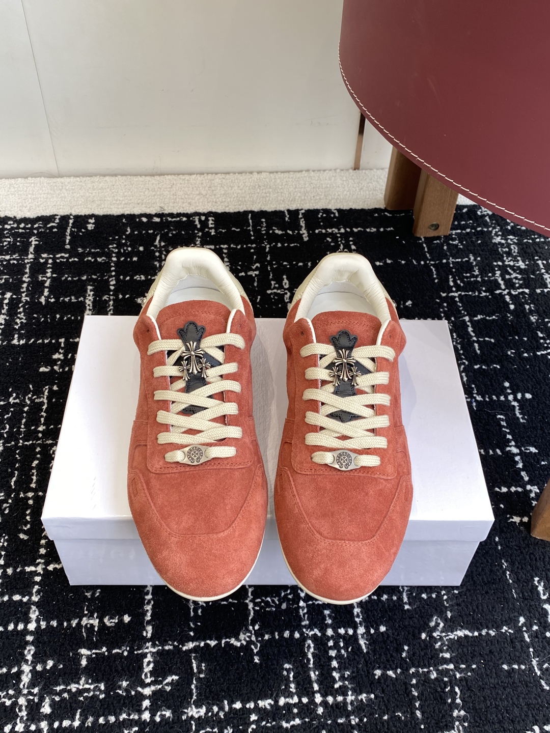Rick Owens Suede Low Sneaker Red