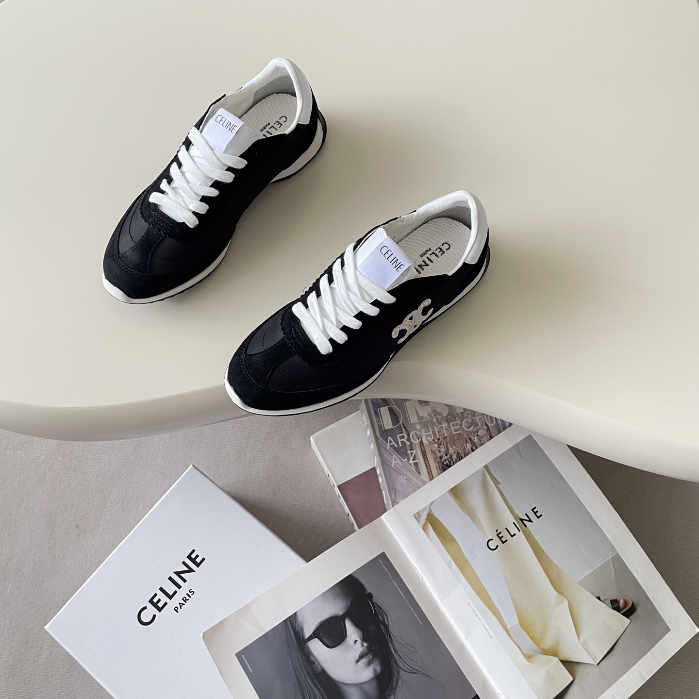 Celine Racer Retro Trainer Black/White