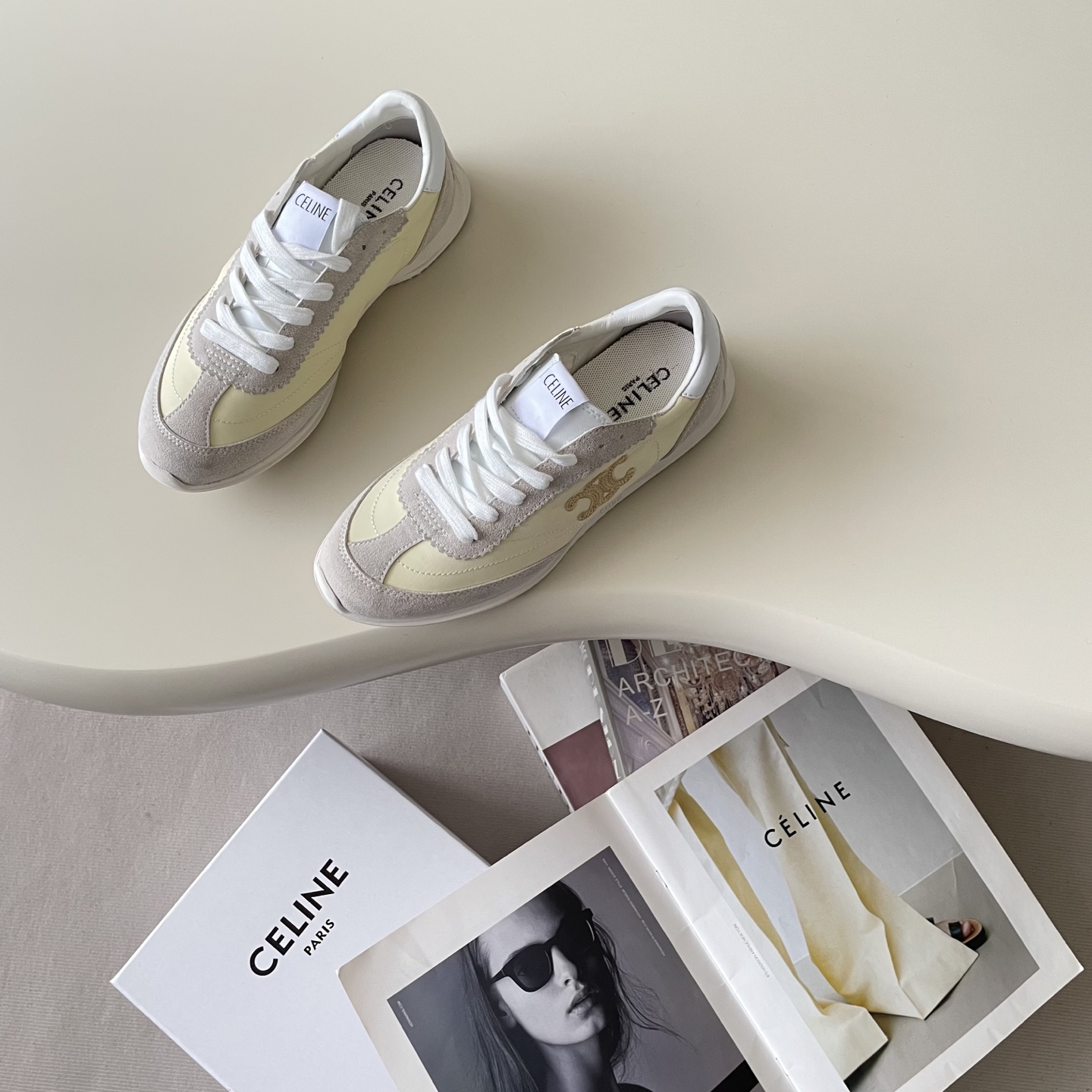 Celine Racer Trainer Sneaker Cream