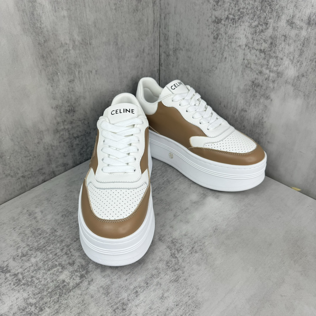 Celine Platform Sneakers White/Tan