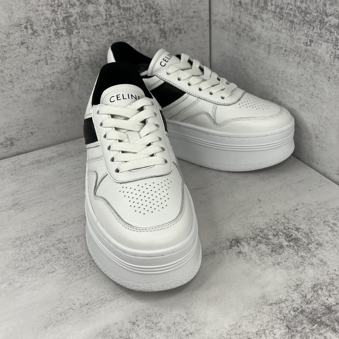 Celine Triomphe Platform Sneakers White/Black