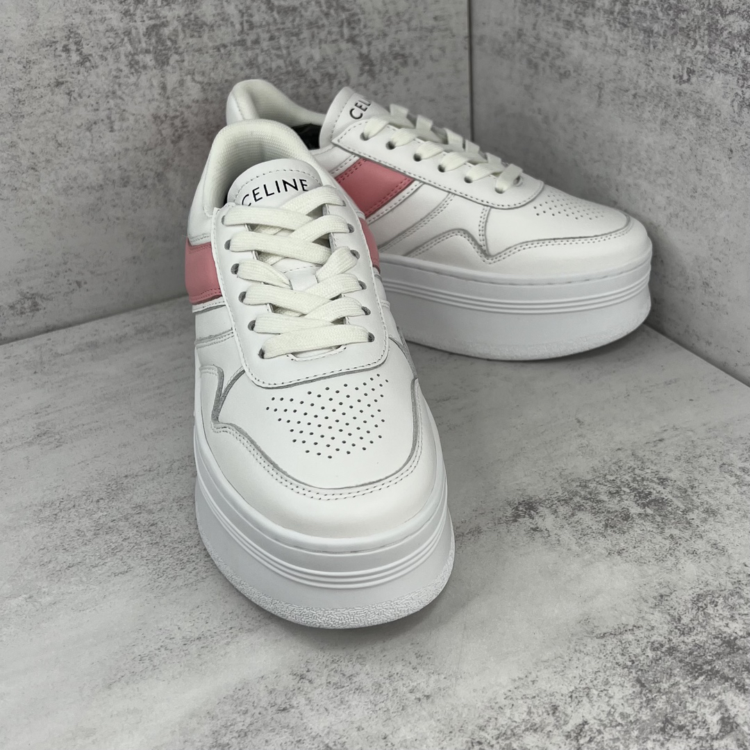Celine Triomphe Platform Sneakers White/Pink