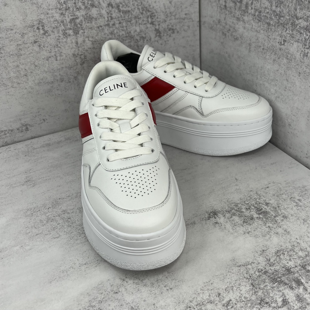 Celine Triomphe Platform Sneakers White/Red