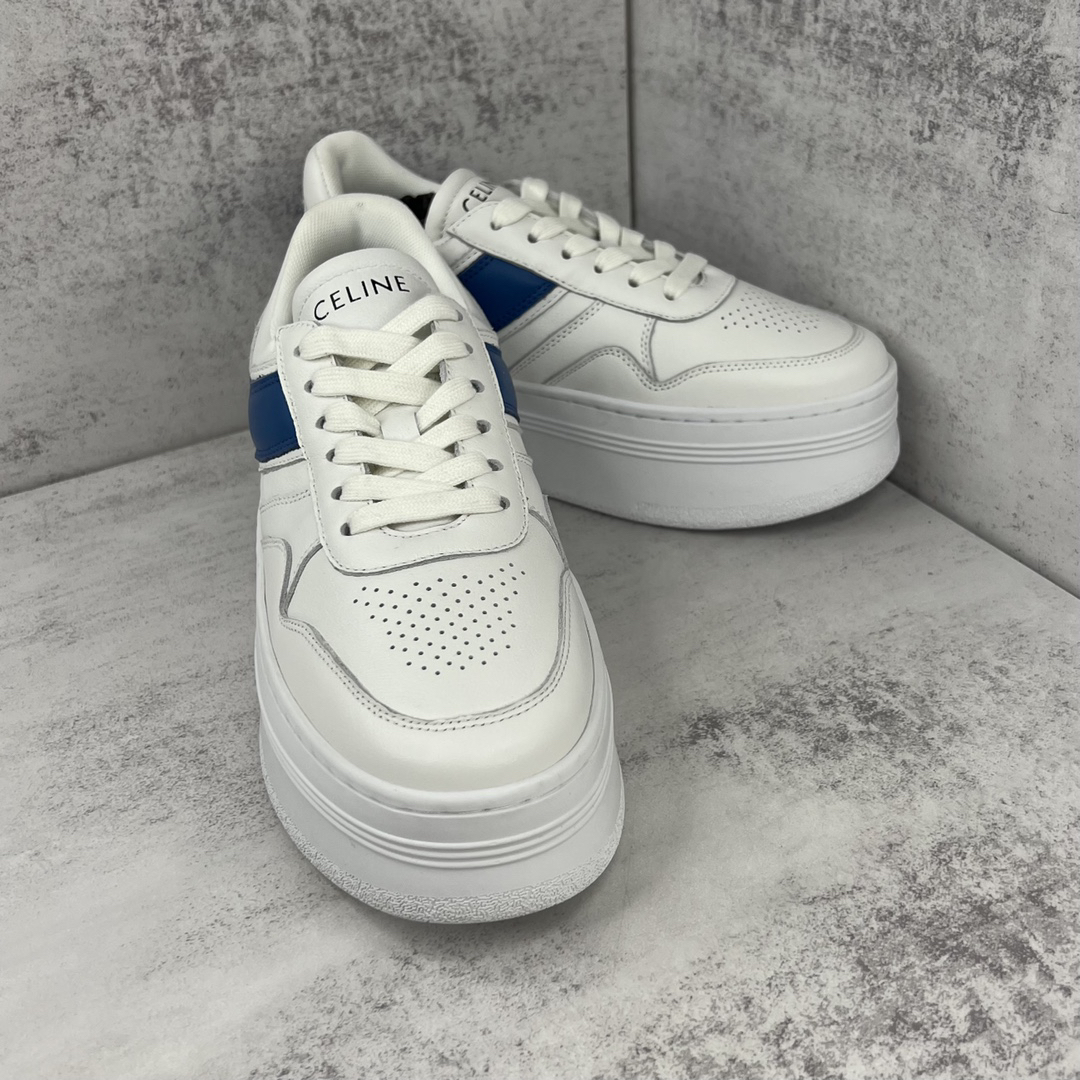 Celine Triomphe Platform Sneakers White/Blue