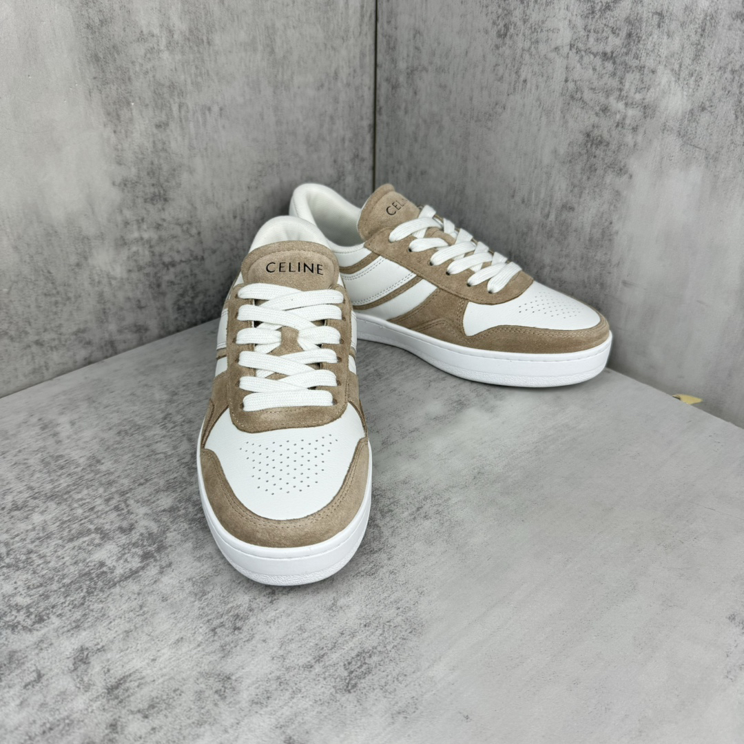 Celine Trainer Skate Sneakers White/Tan