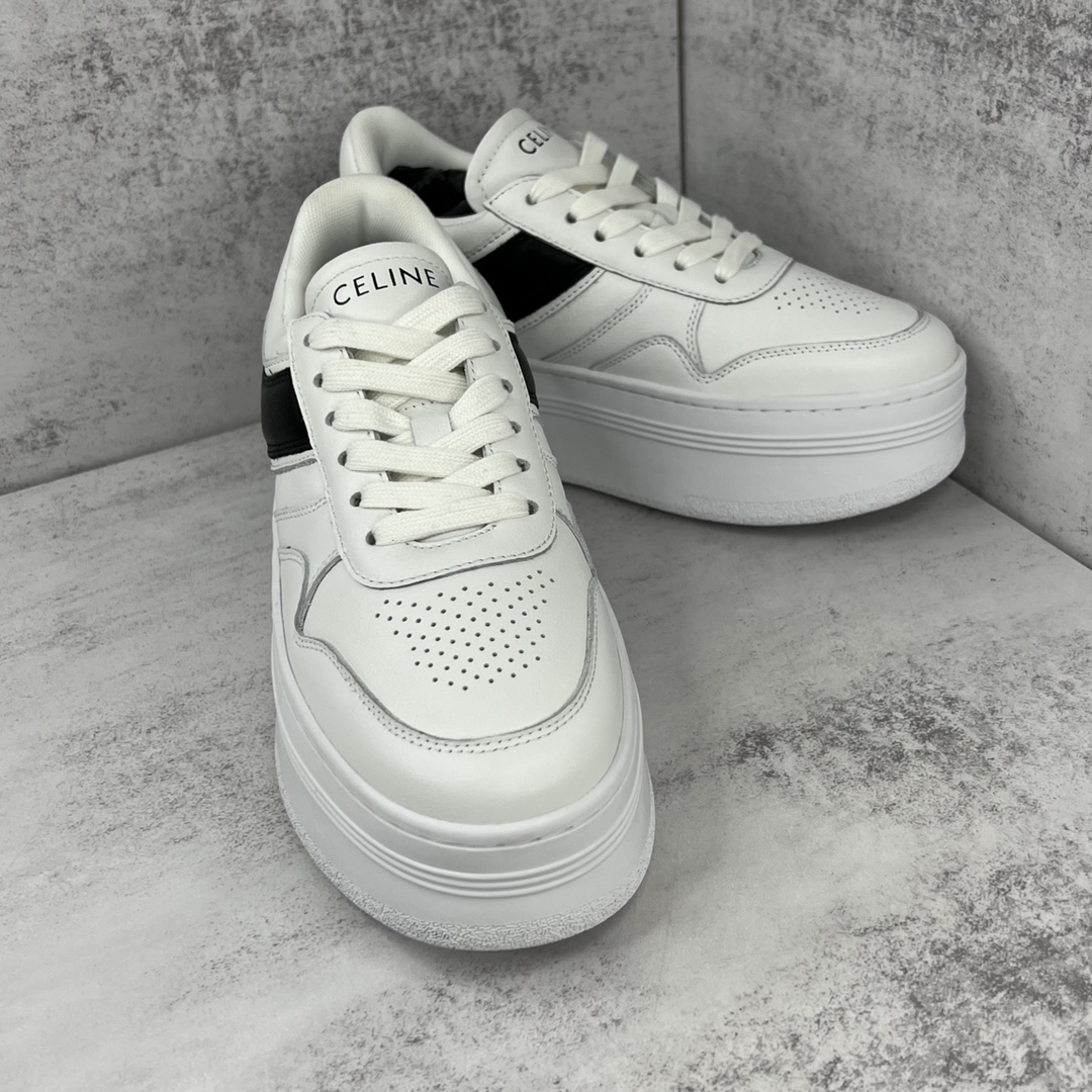 Celine Triomphe Platform Sneakers White/Black