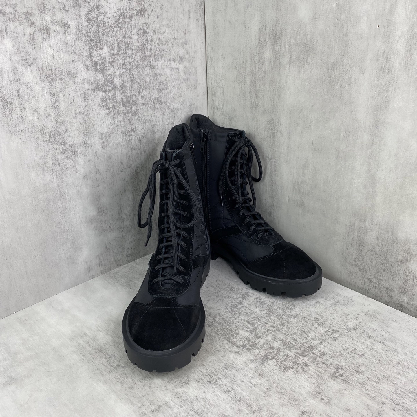 Celine Triomphe Lace-Up Boots Black