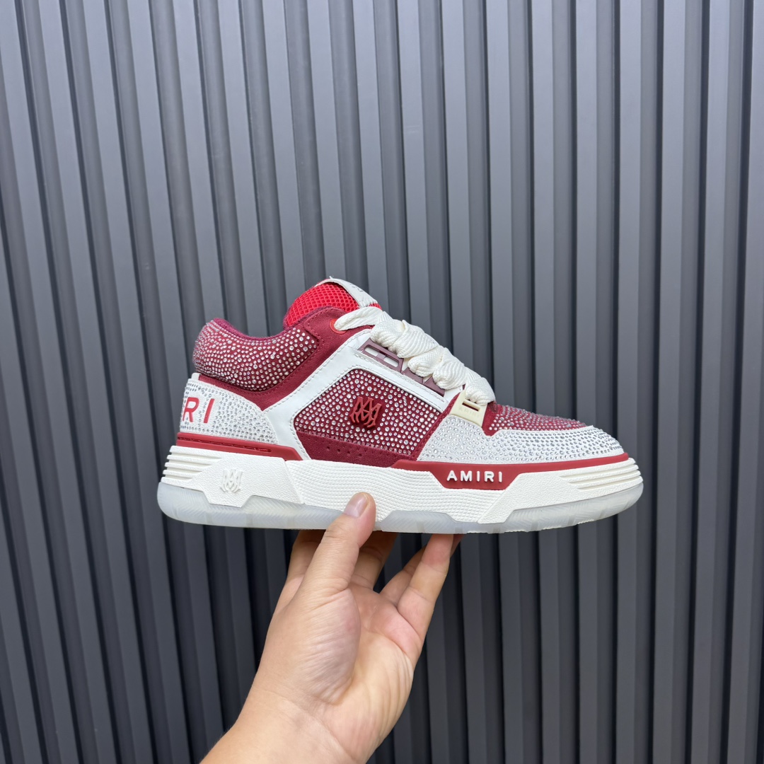 AMIRI Crystal Low-Top Sneakers Red/White