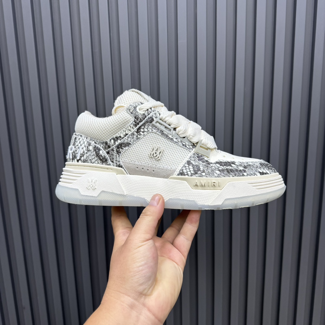 Amiri Snake-Print Low Sneakers White/Grey