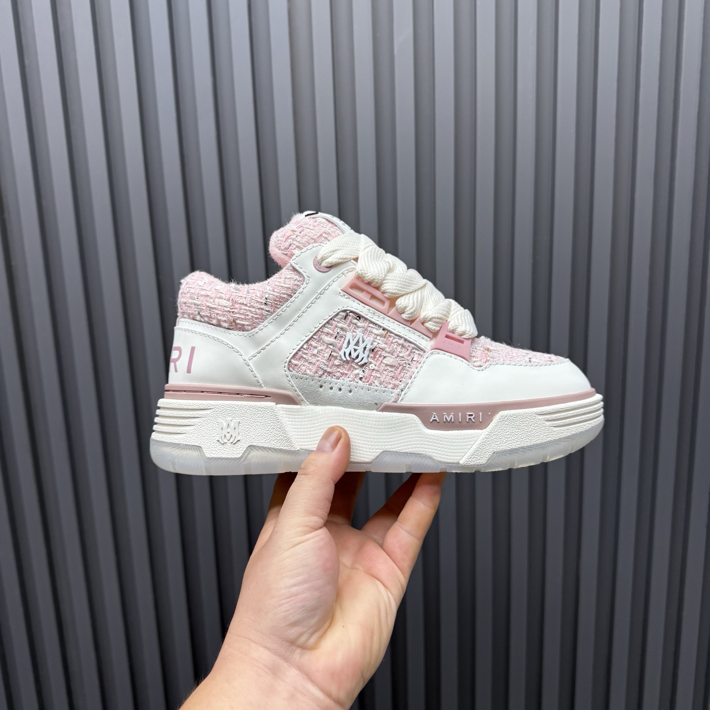 AMIRI Tweed Low-Top Sneakers Pink