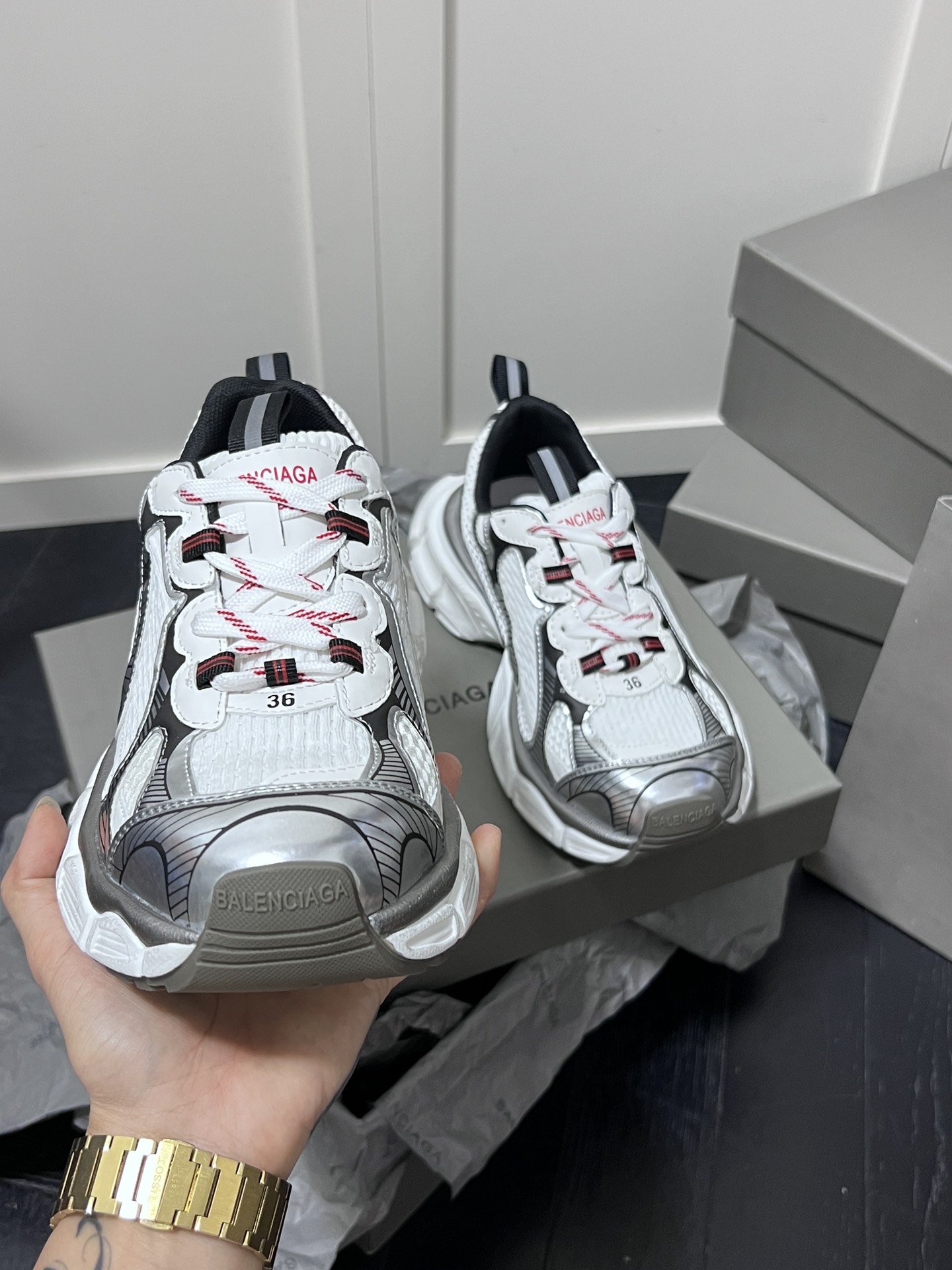 Balenciaga Chunky Dad Sneakers White/Silver