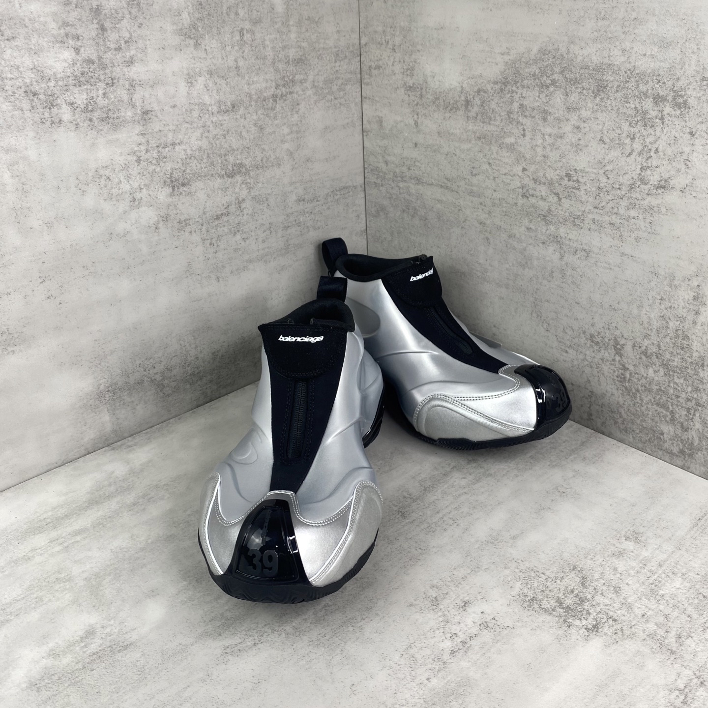 Balenciaga Zip Basketball Shoes Silver