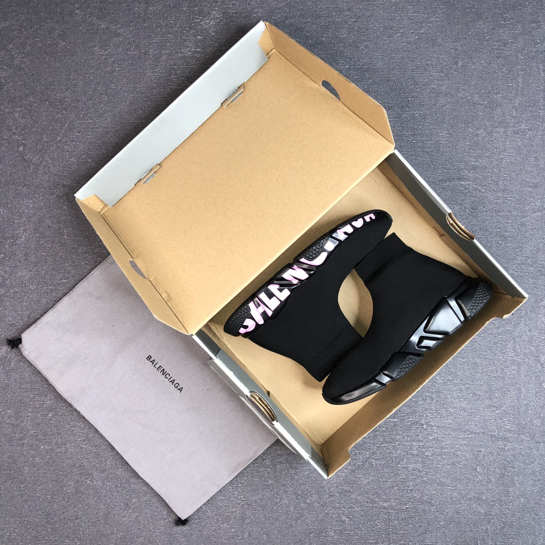 Balenciaga Speed Sock Sneakers Black/Pink
