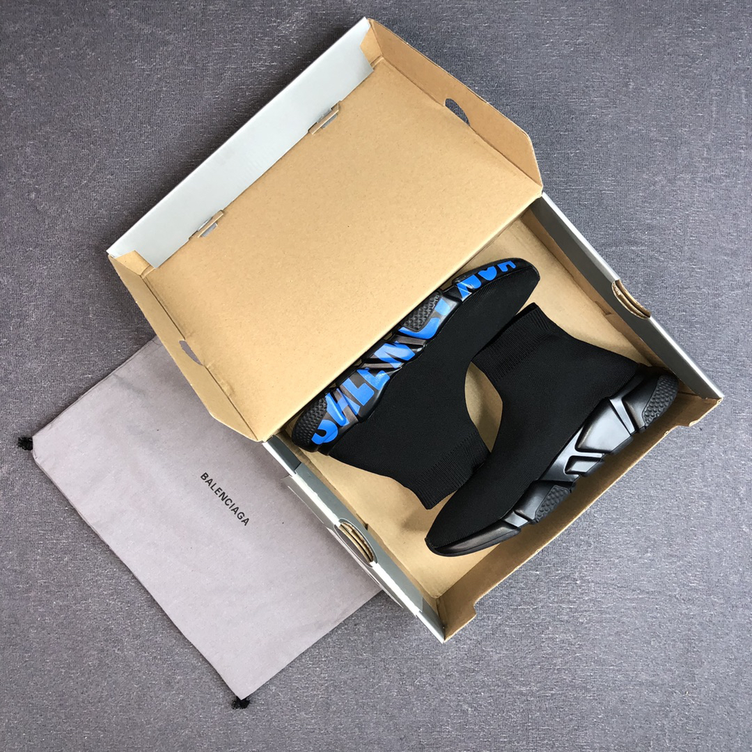 Balenciaga Speed Sock Sneakers Black/Blue
