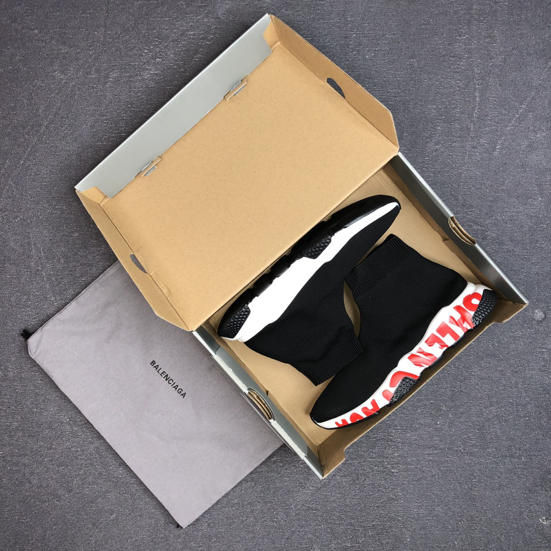 Balenciaga Speed Sock Sneakers Black/Red/White