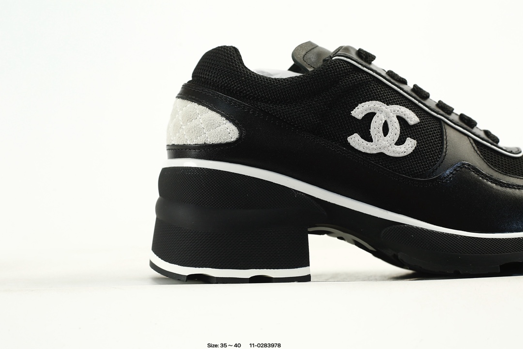 Chanel Calfskin Lace-Up Sneakers Black