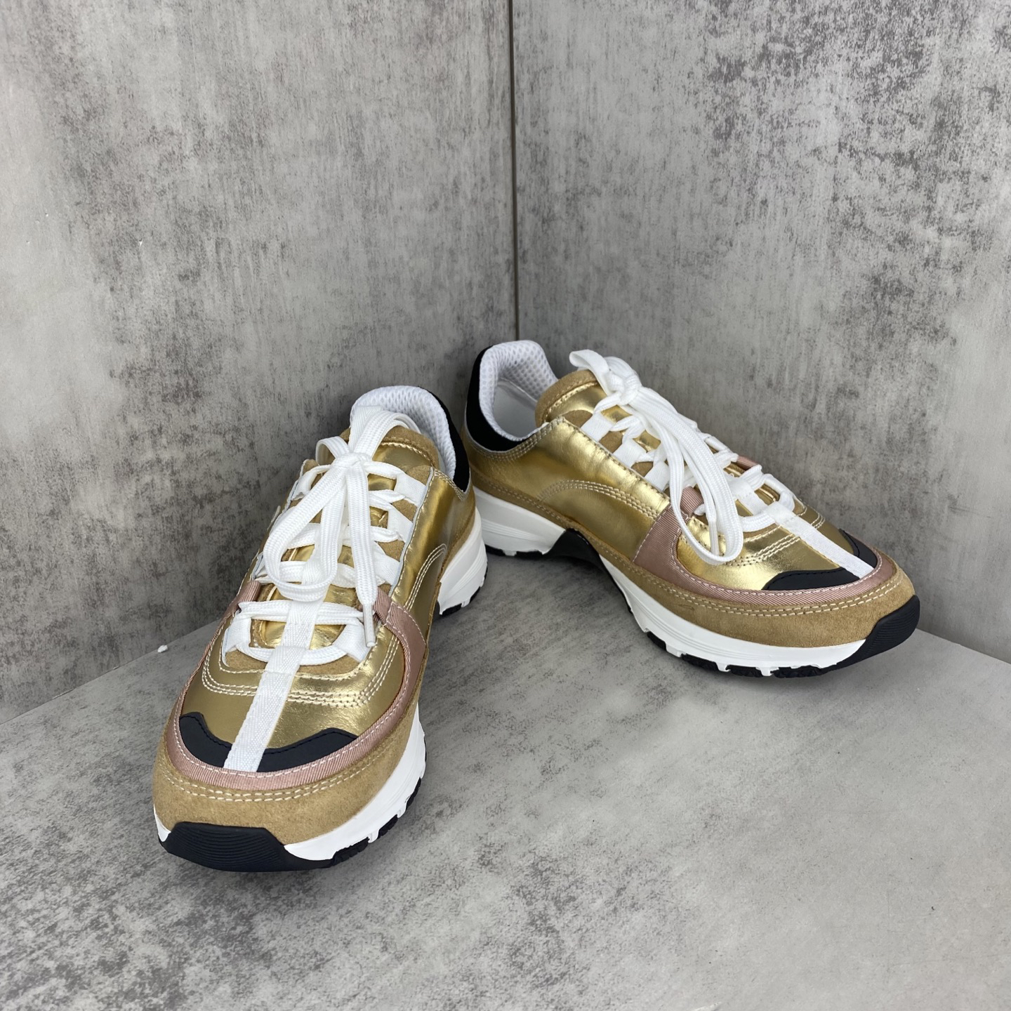 Chanel CC Runner Sneakers Gold