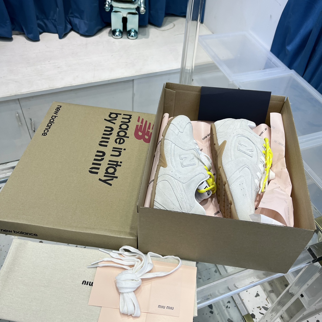 Miu Miu x New Balance 530 Suede Sneakers White/Yellow
