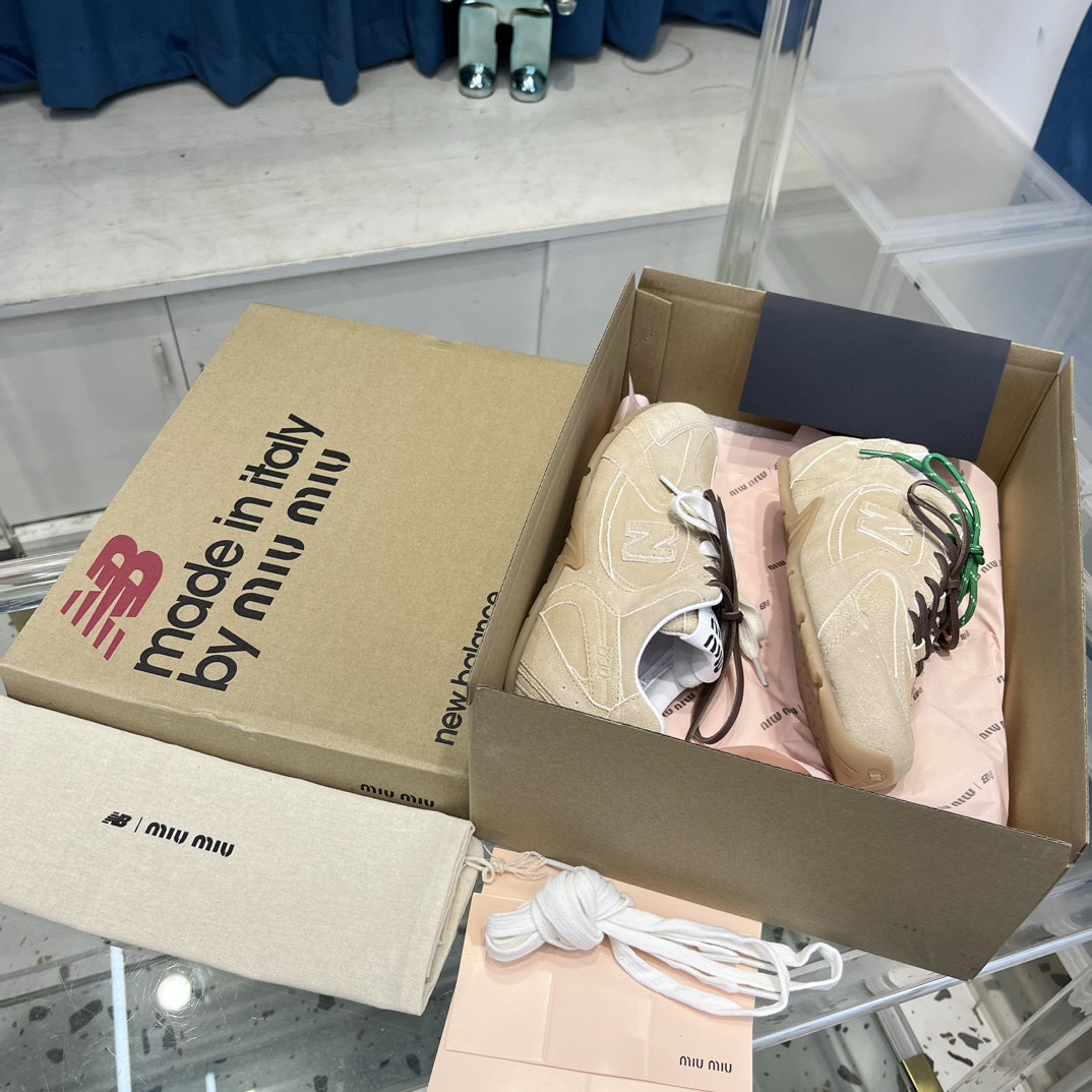 Miu Miu x New Balance 530 Suede Sneakers Beige