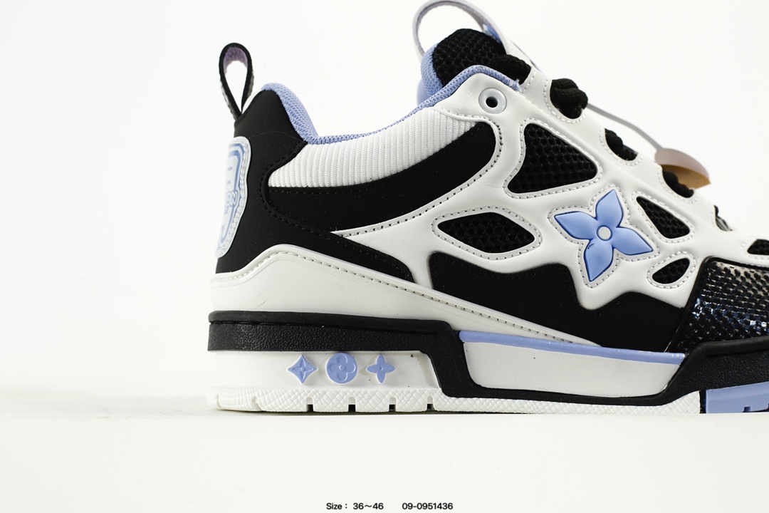 Louis Vuitton Trainer Low Sneaker Black White Blue