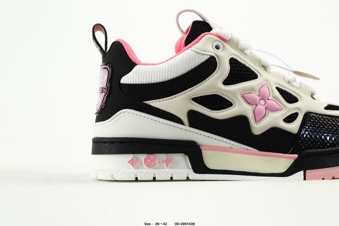 Louis Vuitton Trainer Low Sneakers Black White Pink