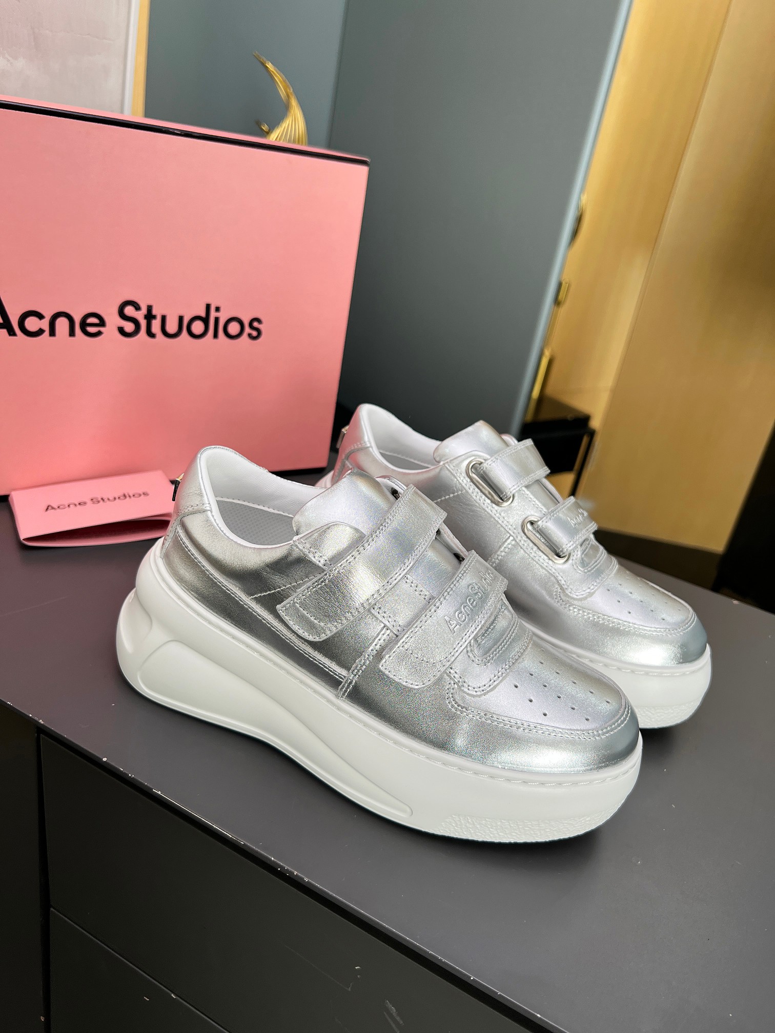 Acne Studios Velcro Platform Sneakers Silver
