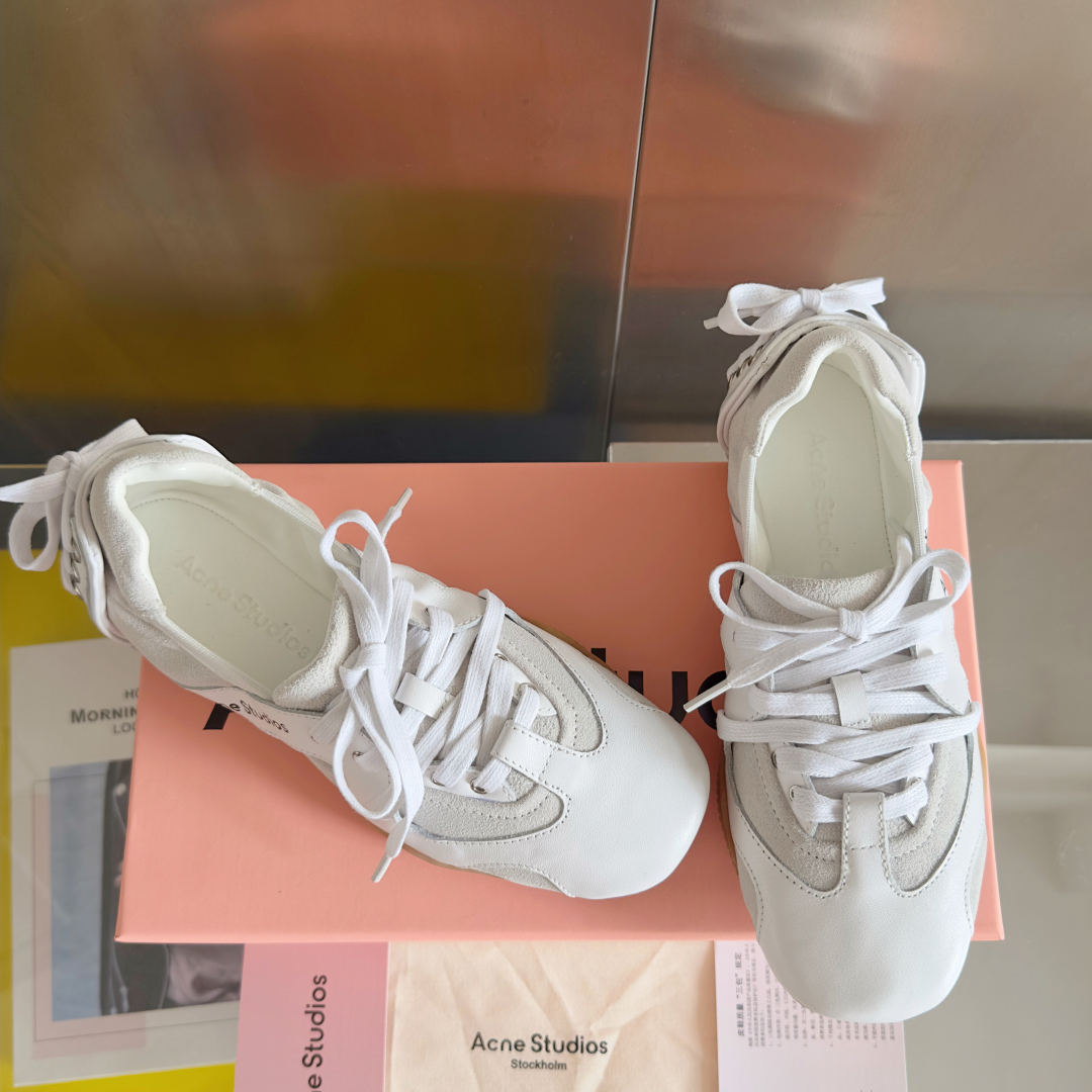 Acne Studios Lace-Up Ballet Sneakers White