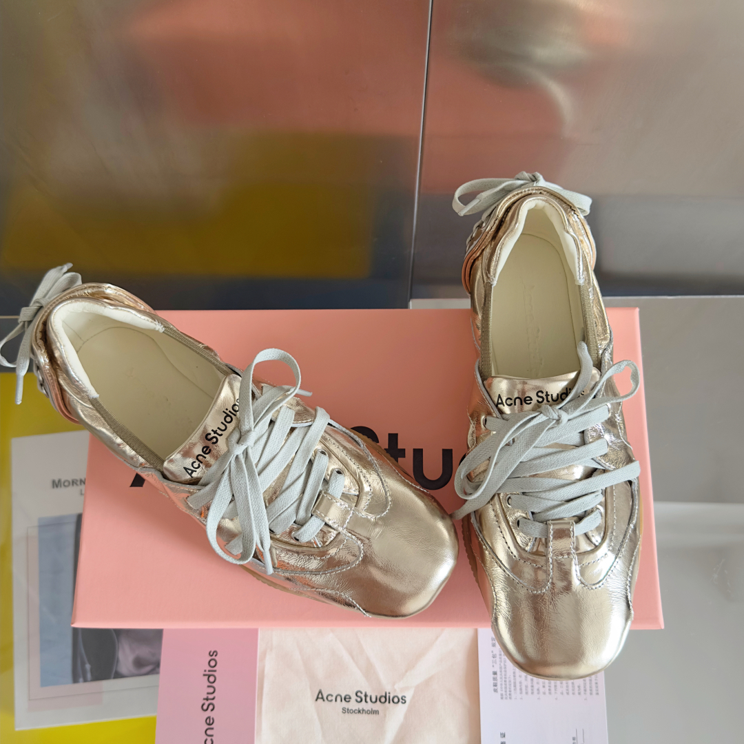 Acne Studios Lace-Up Ballet Sneakers Silver