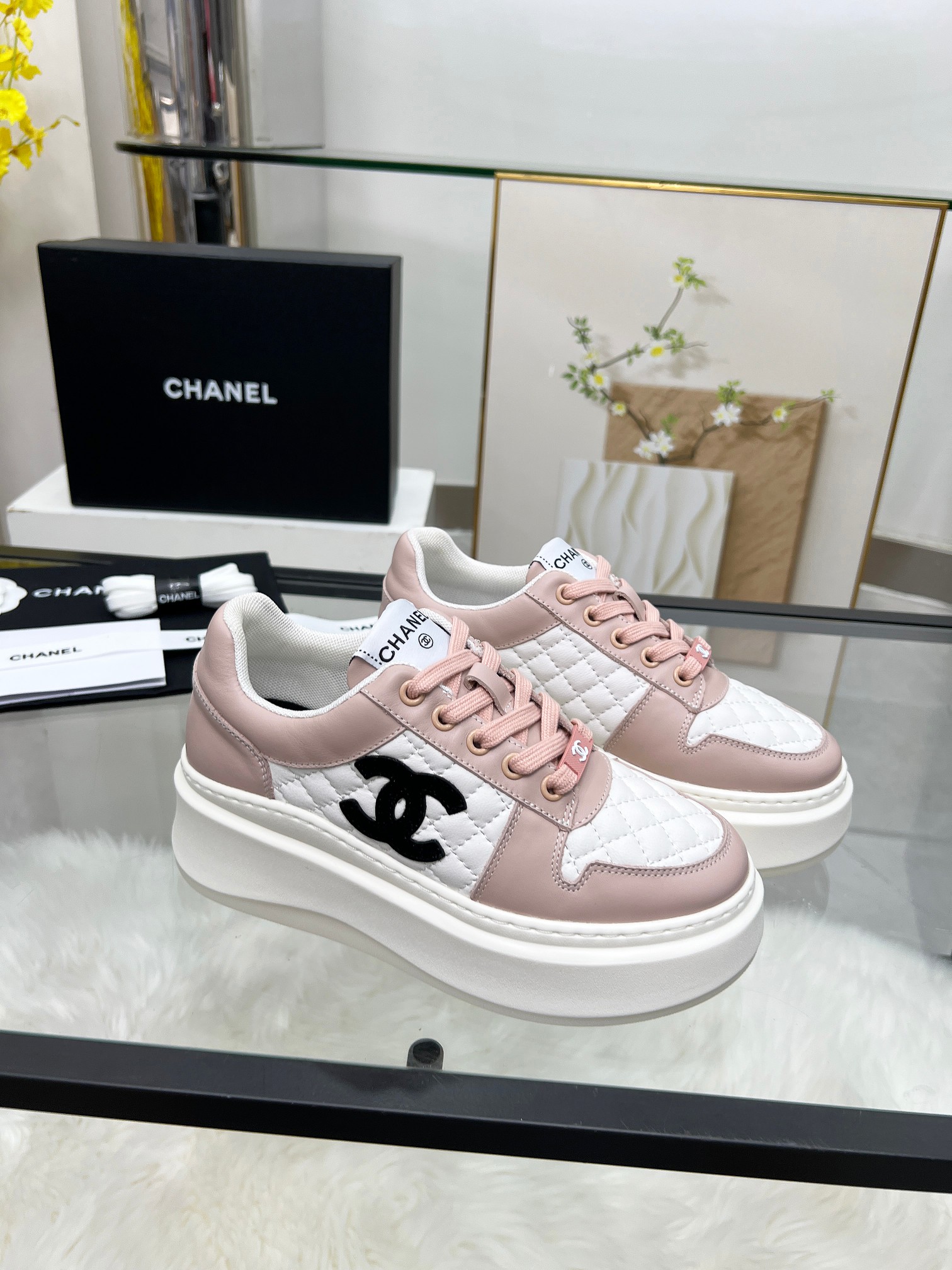 Chanel 25C Platform Sneakers Pink
