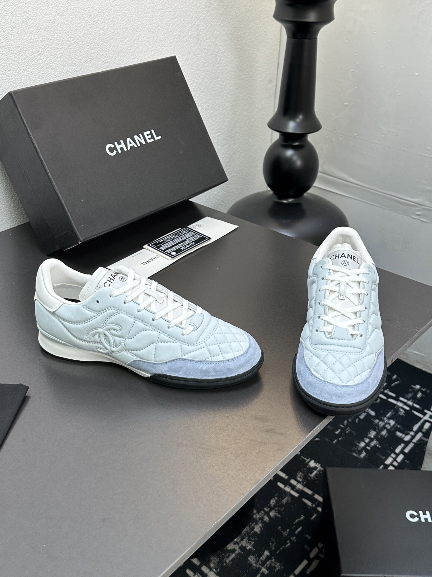 Chanel Quilted Leather Sneaker Light Blue