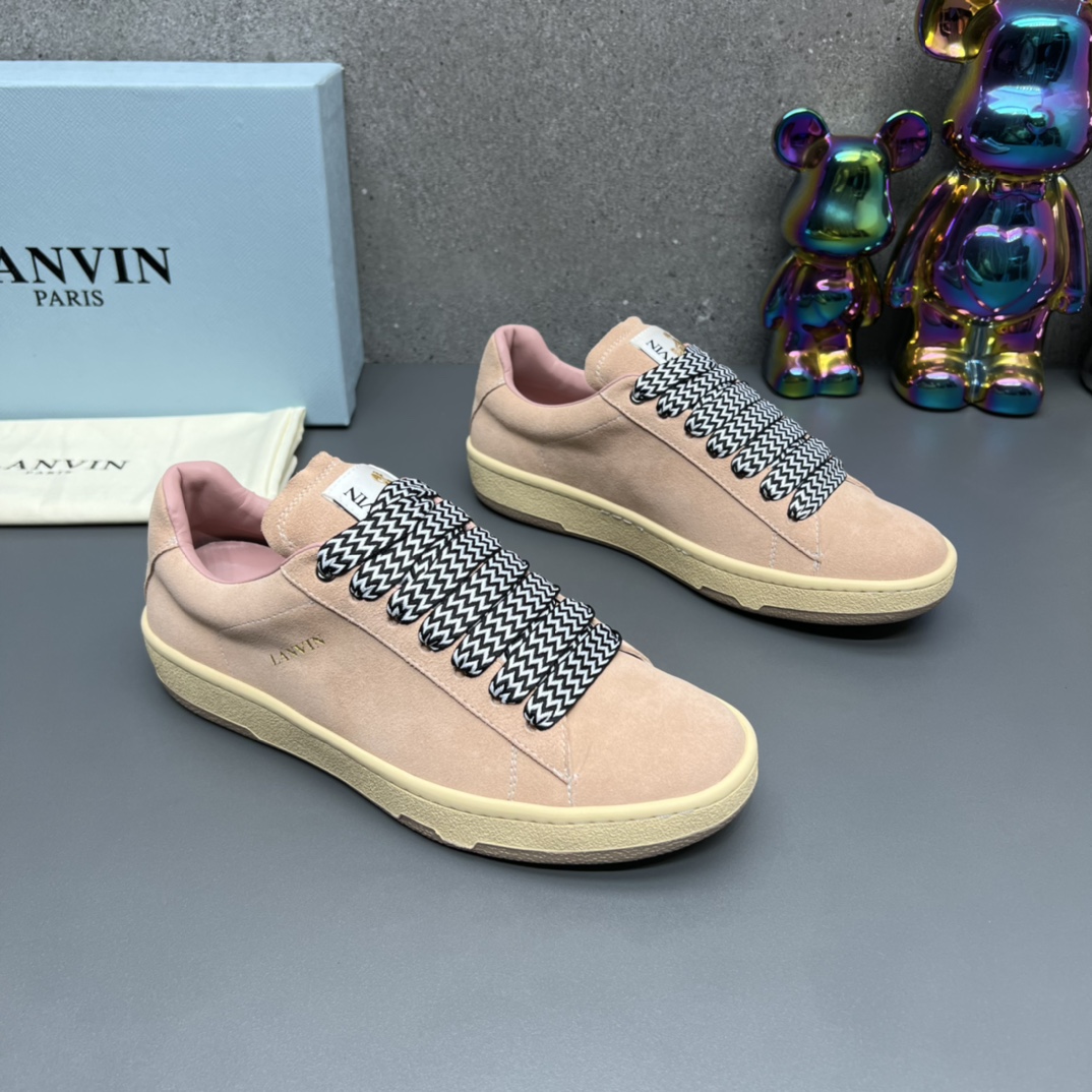 Lanvin Suede Low-Top Sneakers Beige