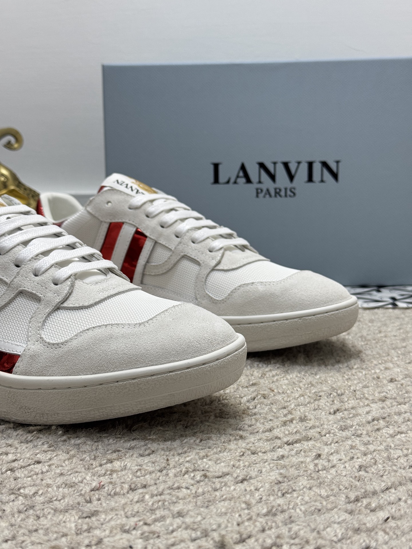 Lanvin Suede Panel Sneakers Red