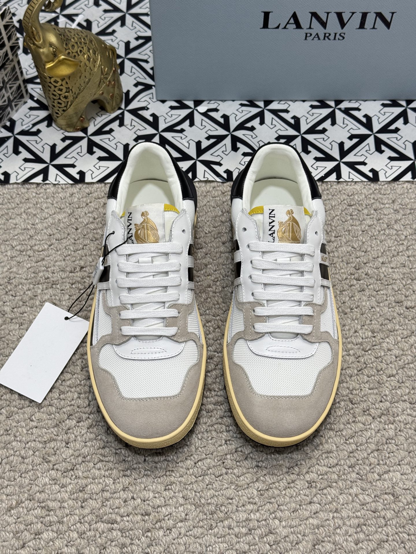 Lanvin Paris Retro Lace-Up Sneakers White/Black