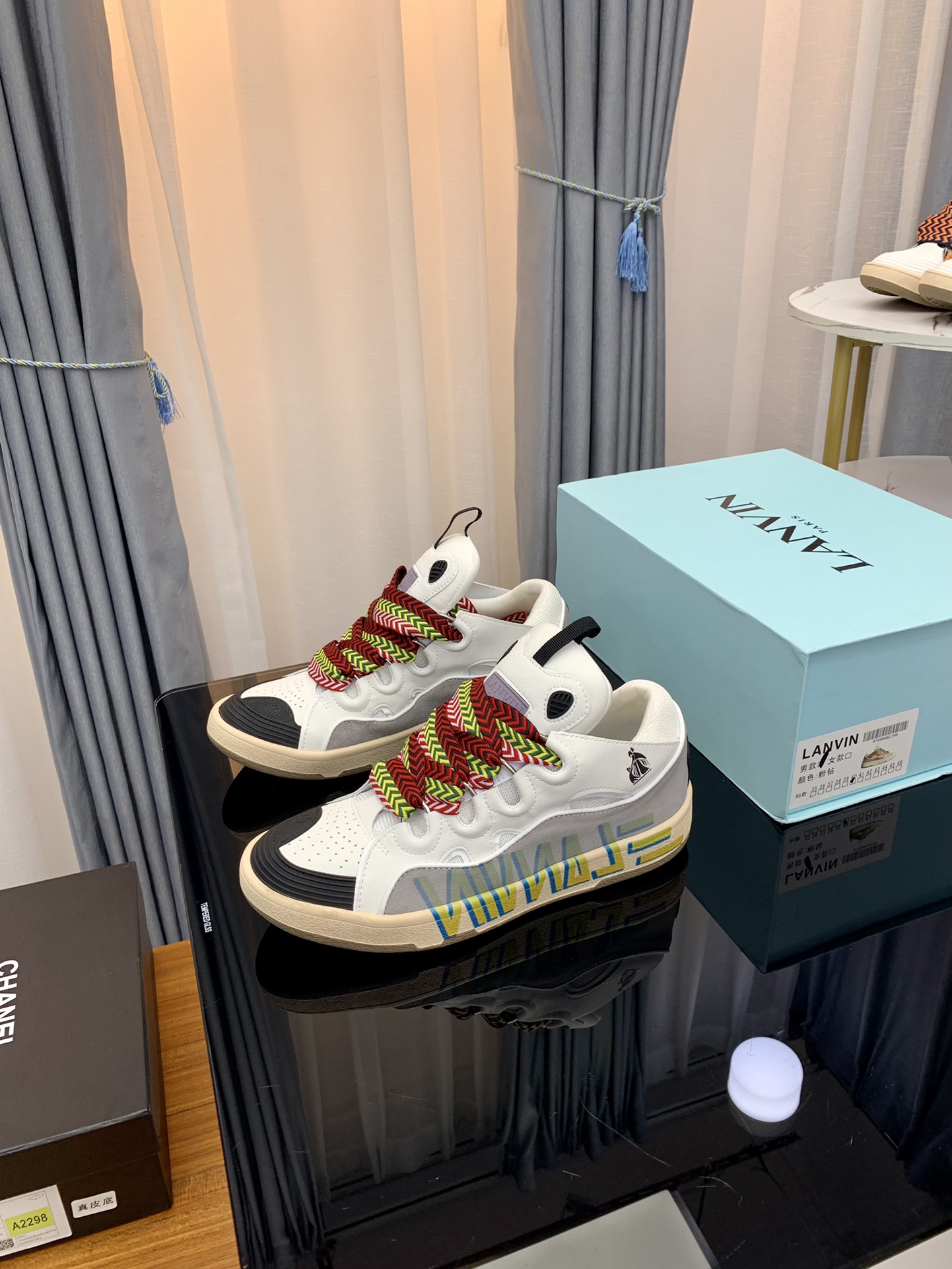 Lanvin Curb Low Sneakers Multicolor Laces White/Grey