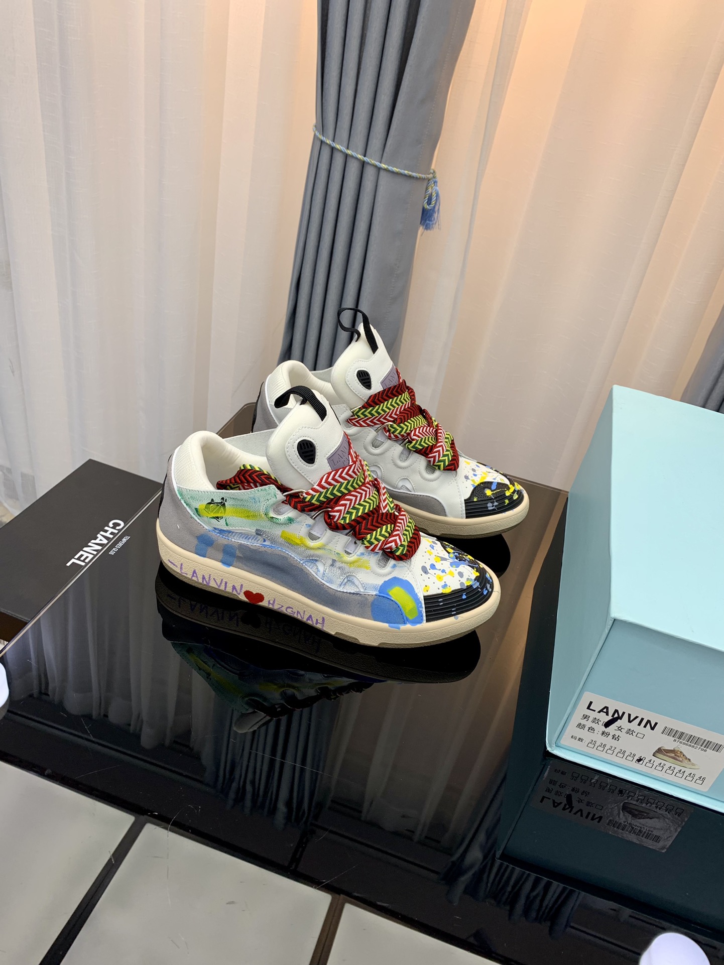 Lanvin Graffiti Low-Top Sneakers Multicolor