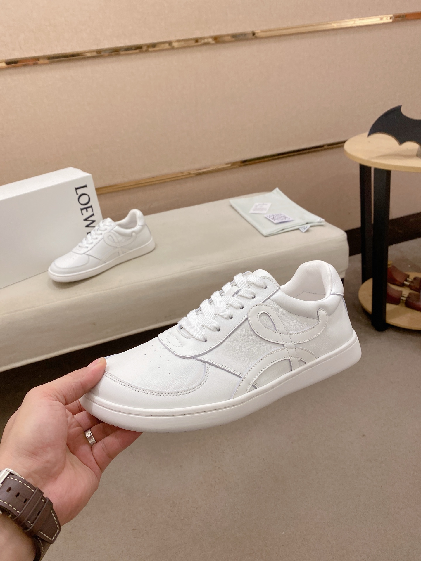 Loewe Lightweight Leather Sneakers White