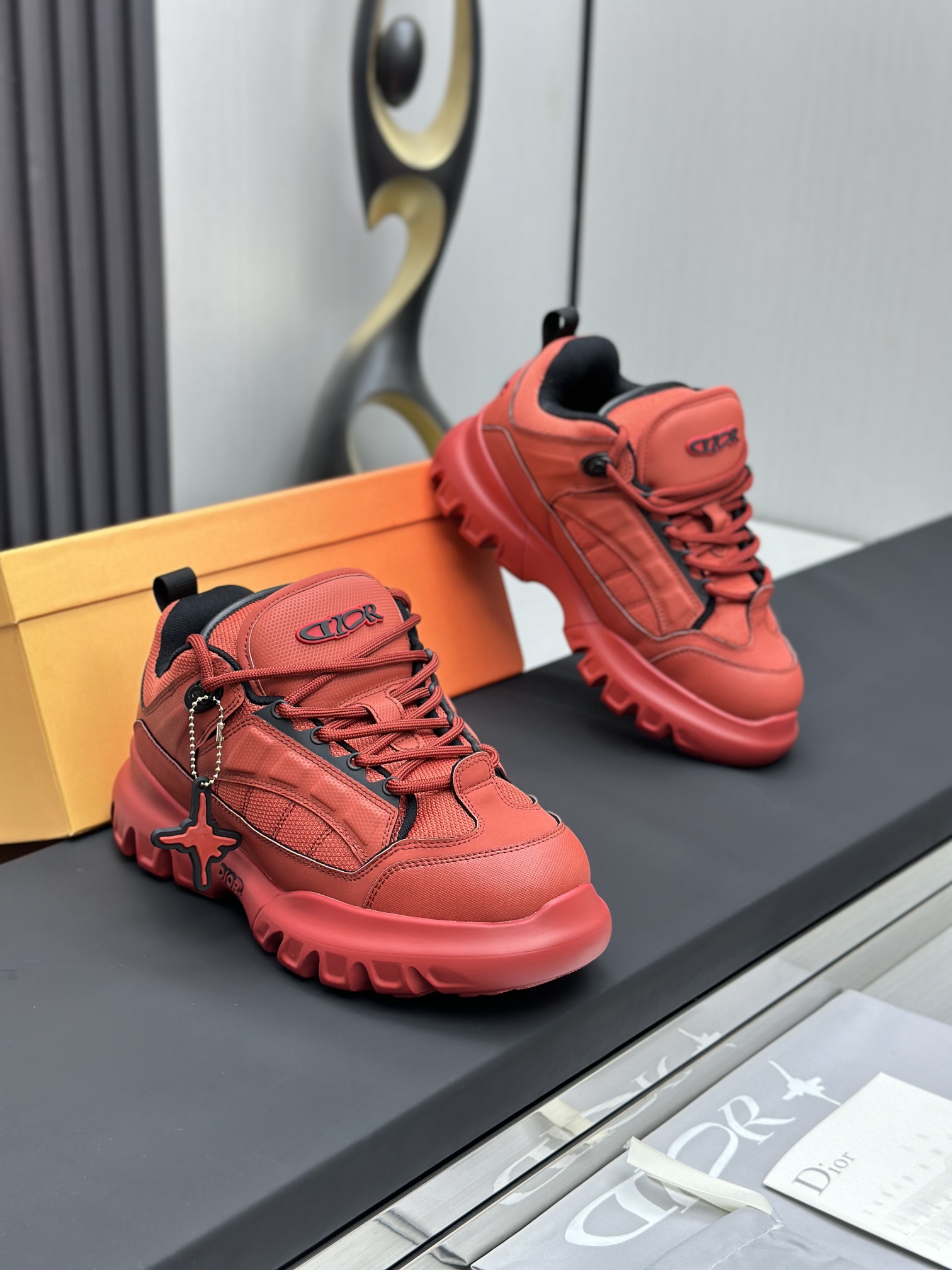 Dior Chunky Runner Sneakers Red