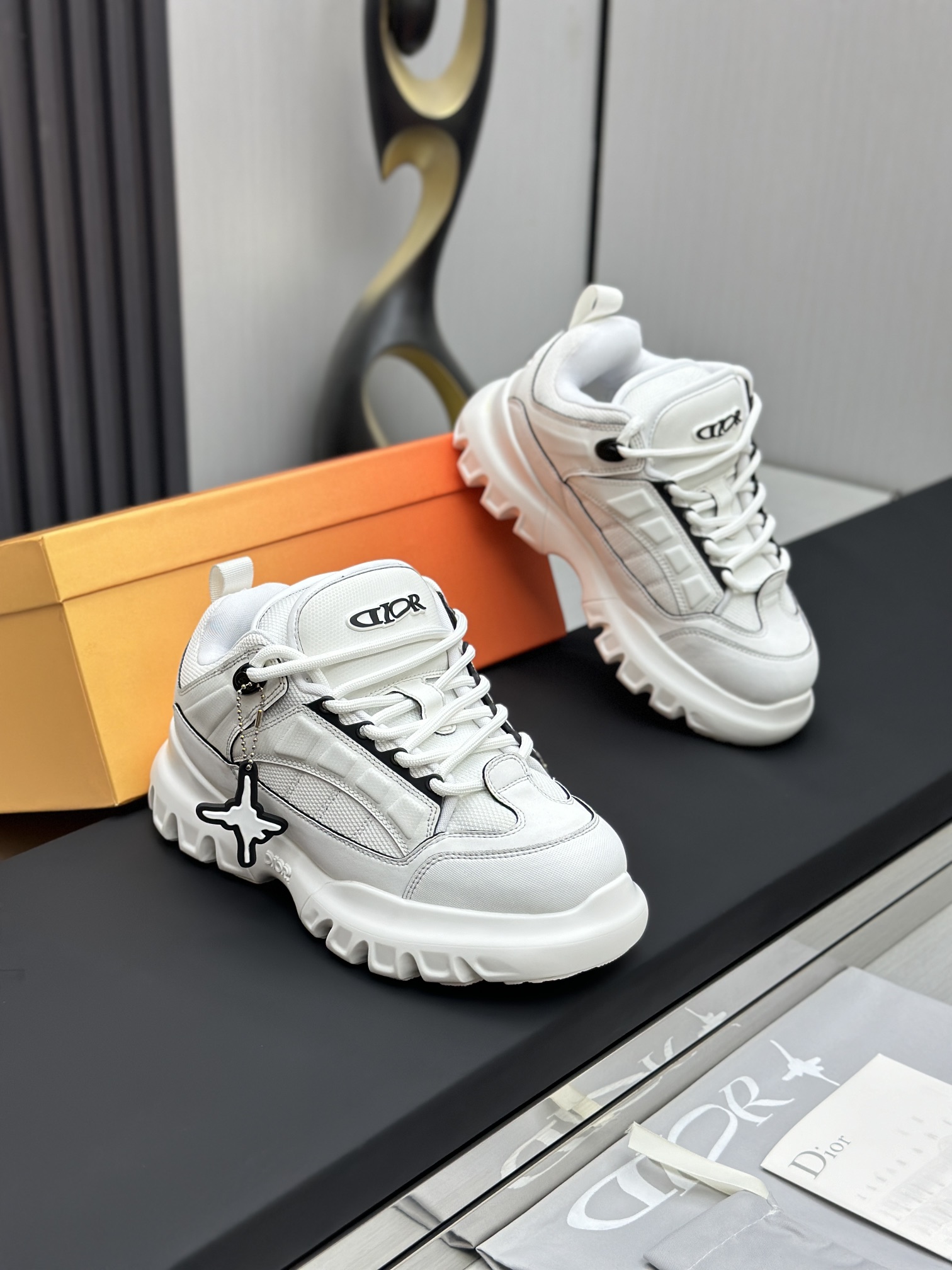 Dior Chunky Mesh Sneakers White