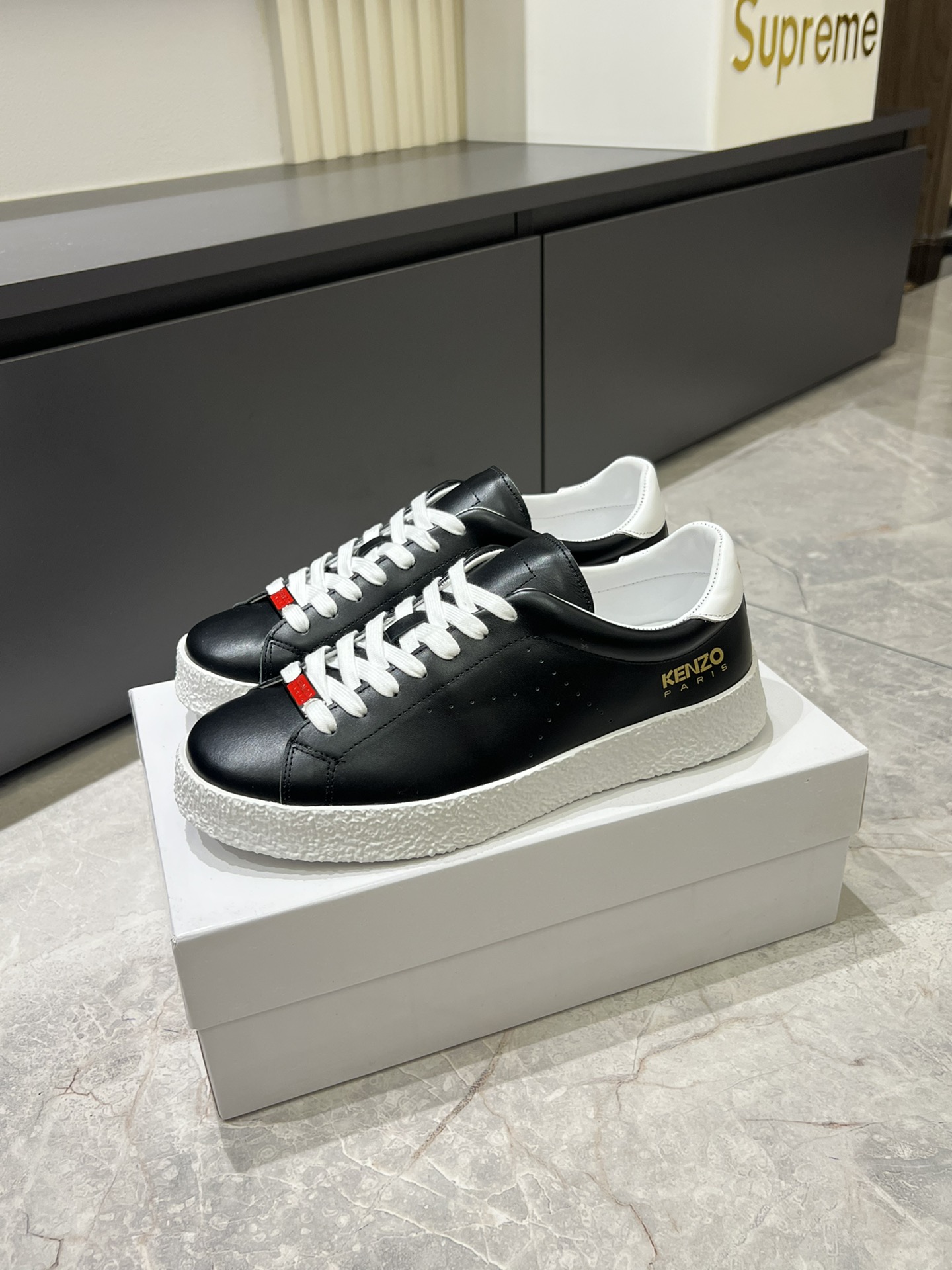 Kenzo Leather Low-Top Sneakers Black