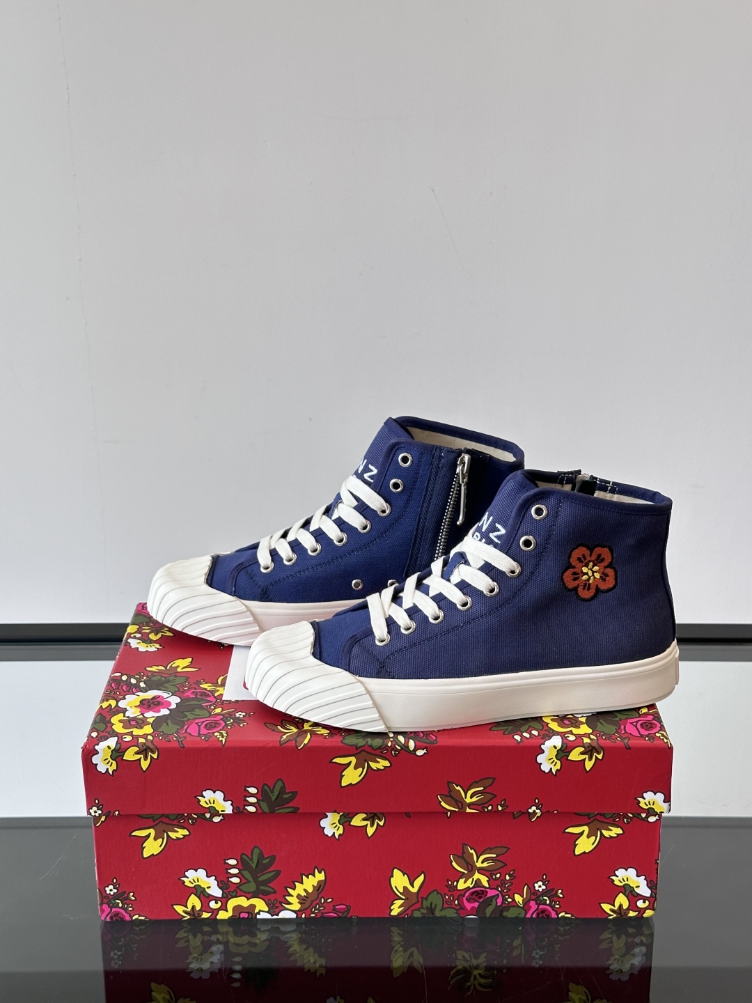 Kenzo Tiger Canvas High-Top Sneakers Navy