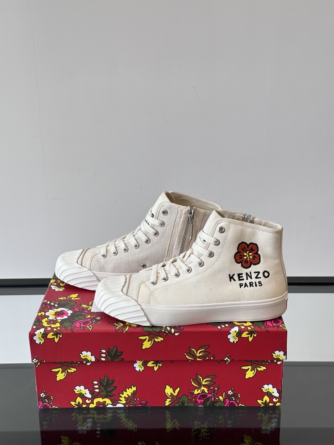 Kenzo Canvas High-Top Sneakers Beige