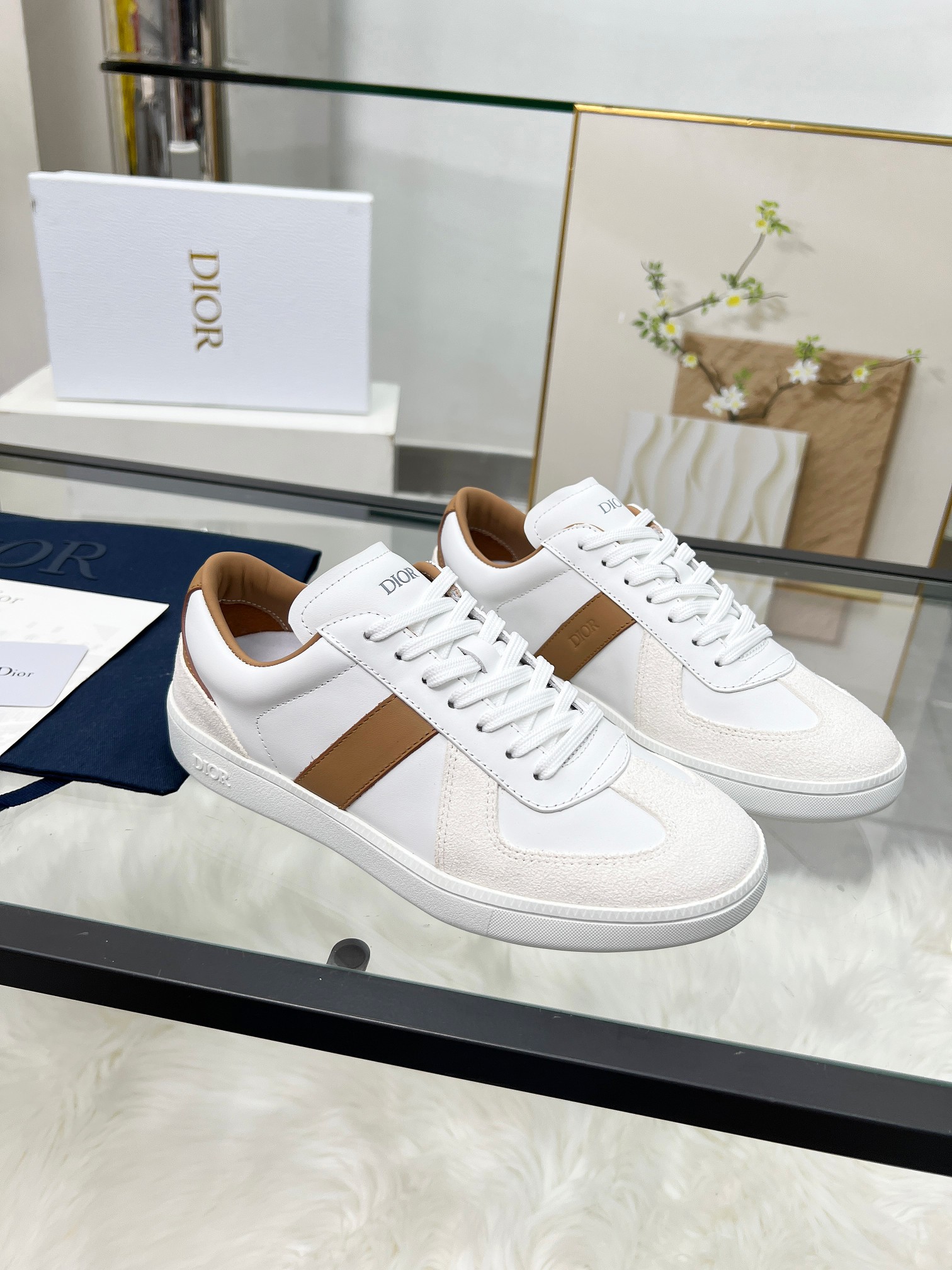 Dior B01 Trainer Sneakers White/Tan