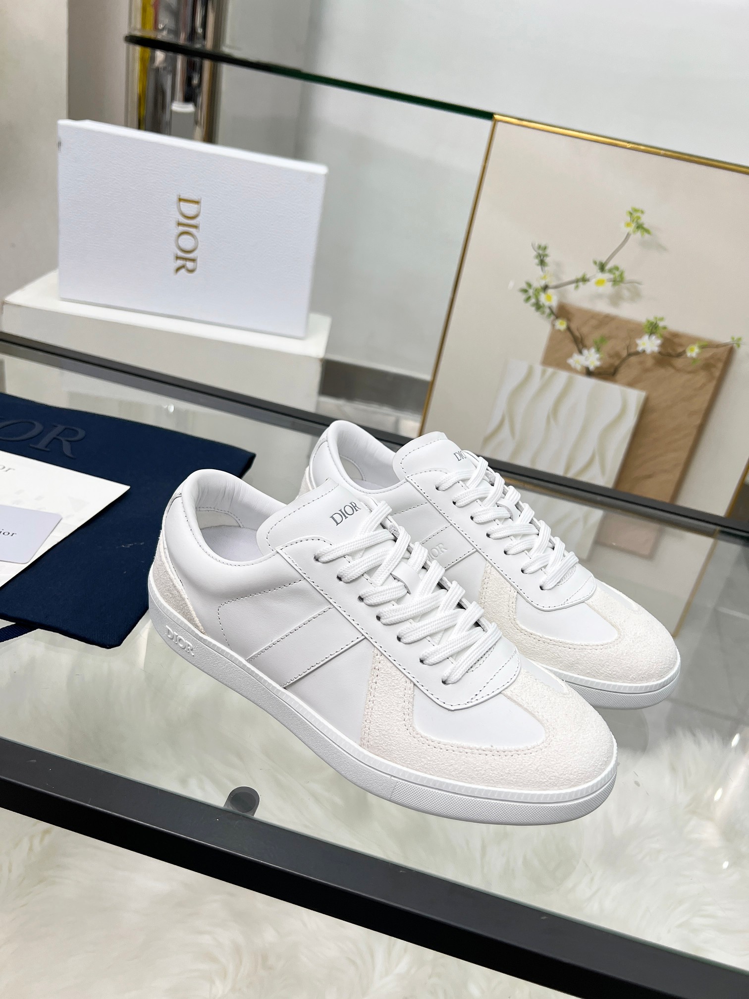 Dior B01 Leather Trainers White