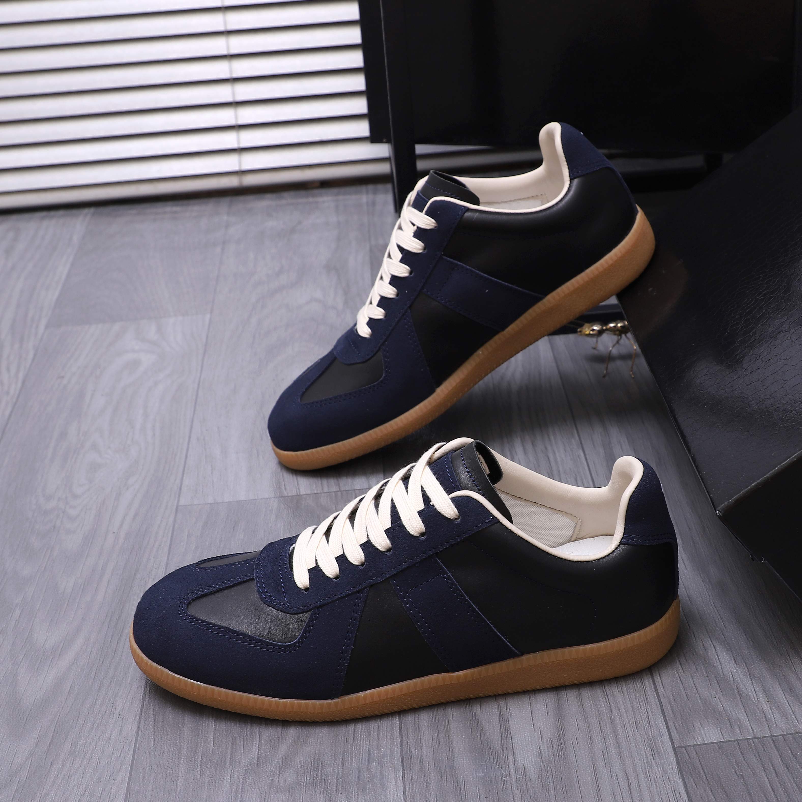 Maison Margiela Leather Suede Sneakers Navy/Black