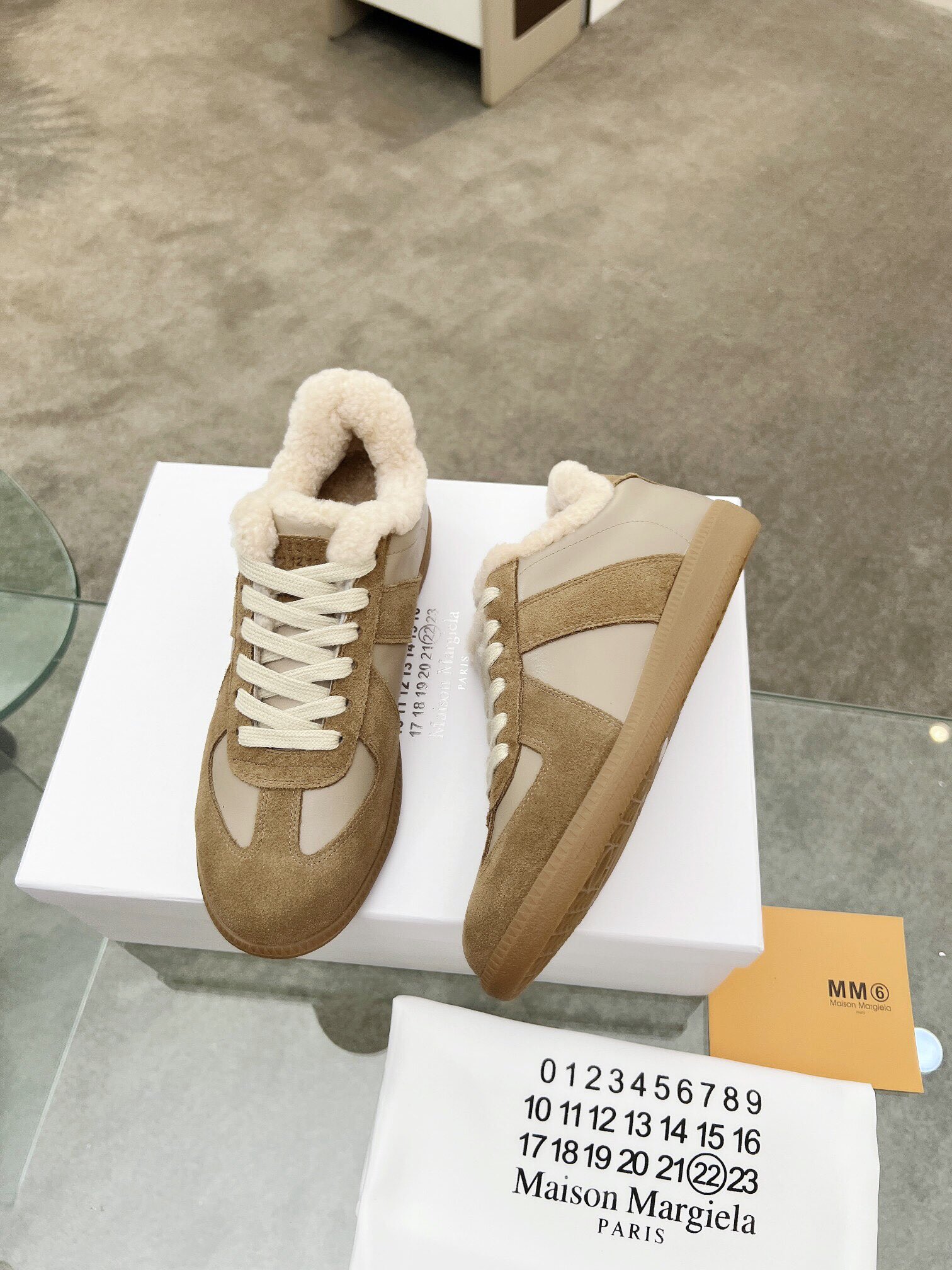 MM6 German Trainer Wool Lined Sneakers Beige